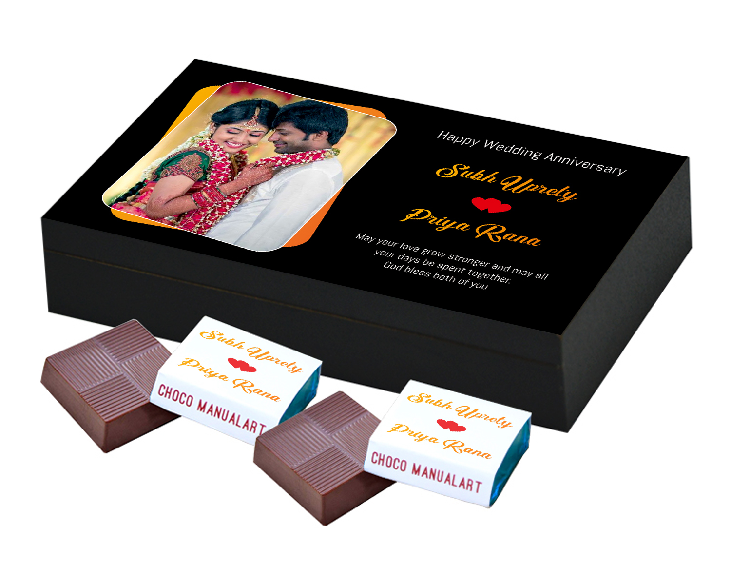 Chocolate Anniversary Gift with Photo and Messages Hitchki