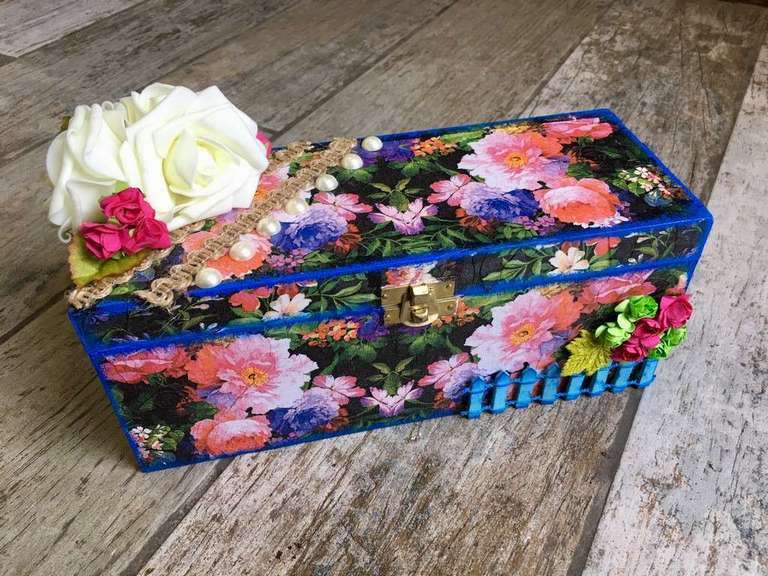 Jute Bangle Box Flowery Decoupage bangle Box