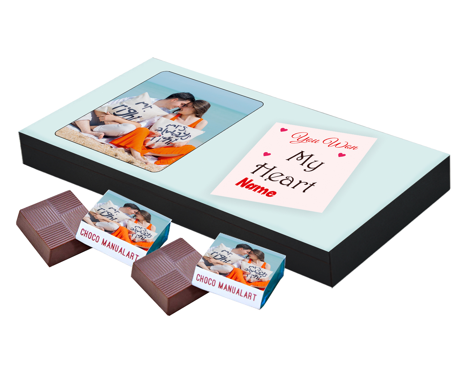 Valentine Day Chocolate Gift with Photo and Name