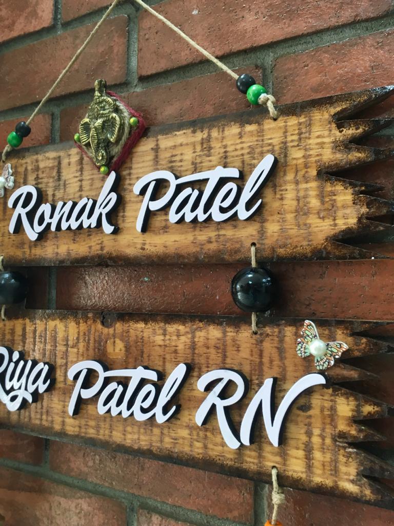 Personalized Nameplates | | HITCHKI Gifts Personalized Nameplates House Name Plates Decorated Plywood NamePlate with Lord Ganesha
