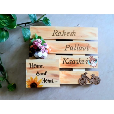 Top Wooden Nameplate Designs for Home Online | | HITCHKI Gifts Top Wooden Nameplate Designs for Home Online Hitchki Woodennameplatedesign3