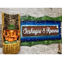 name plate on desk table bungalow wall