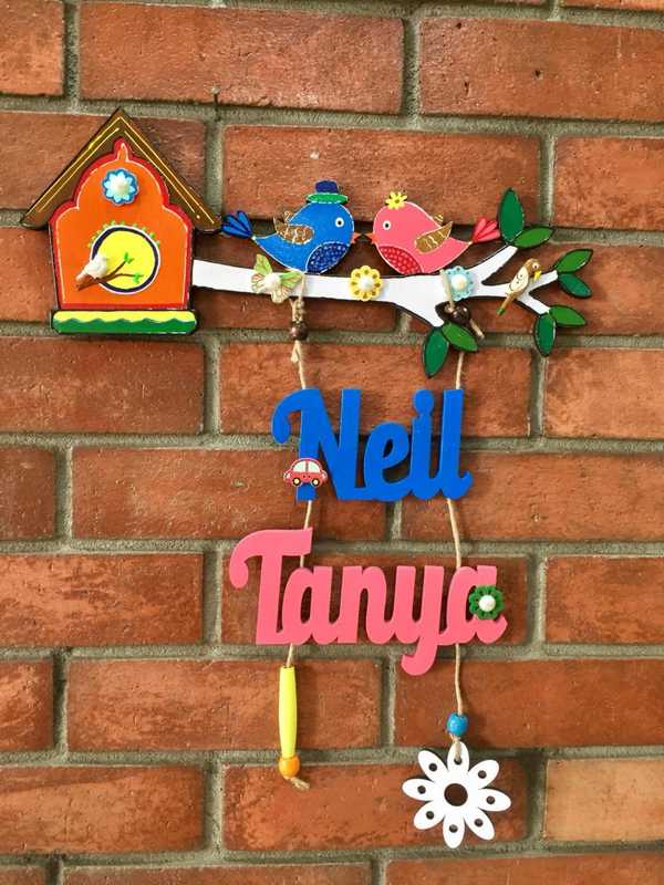 natural wood kids nameplate for house room 002